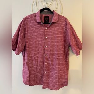 XXL Men’s button down casual dress shirt. Maroon/red polka dot.